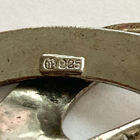 Vintage Sterling Silver Art Deco Marcasite Brooch Pin 925 Estate Ribbon Swirl - Picture 7 of 14